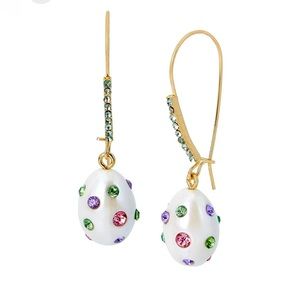 Betsey Johnson Egg w/Rhinestones Lever Back Earrings